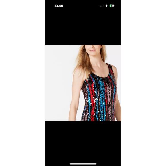 Calvin Klein Mini Dress Tank Shift Sequin Party Color Change Womens Juniors Sz 8 - Picture 7 of 14